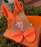 Orange block heel sandals size 10