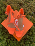 Orange block heel sandals size 10