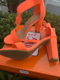 Orange block heel sandals size 10