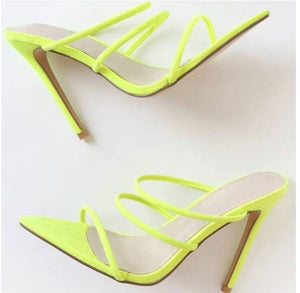 Pointy toe strap heeled sandals