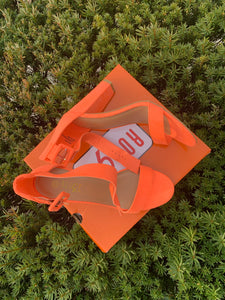 Orange block heel sandals size 10