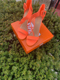 Orange block heel sandals size 10