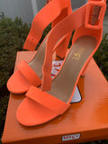 Orange block heel sandals size 10