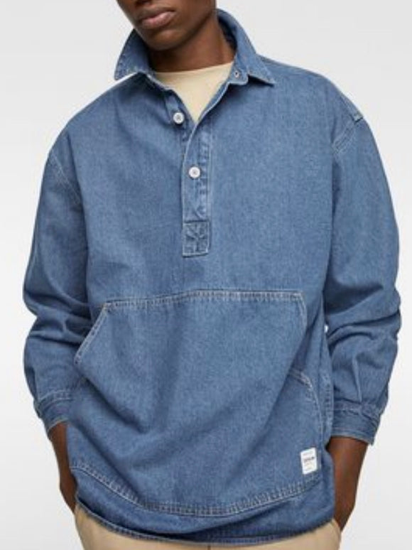 Zara Man pouch pocket denim pullover