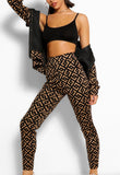 Geo Print zip up top and jogger two piece set