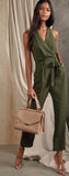 Tie-Belt Olive Jumpsuit