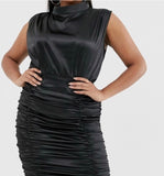 Plus size satin body-con ruched dress