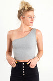 Ribbed One- Shoulder Crop top