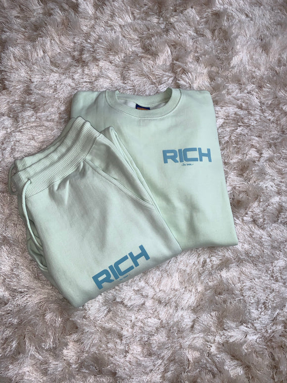 Ocean Mint RICH Crew Neck jogger set