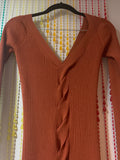 Burnt Orange bodycon midi knit dress