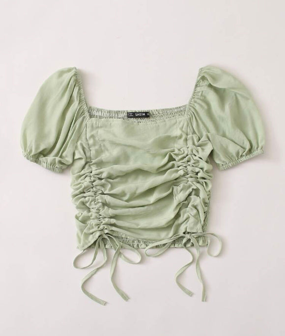 Drawstring Ruched knot Crop top