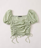 Drawstring Ruched knot Crop top